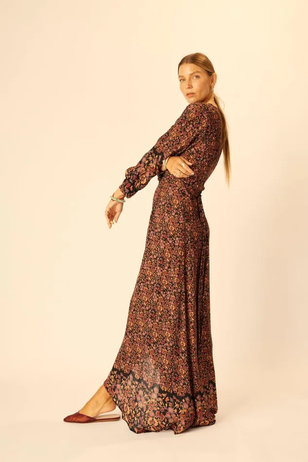 Natalie Martin KATE LONG SLEEVE MAXI Petite Fleur Noire Shop Dresses