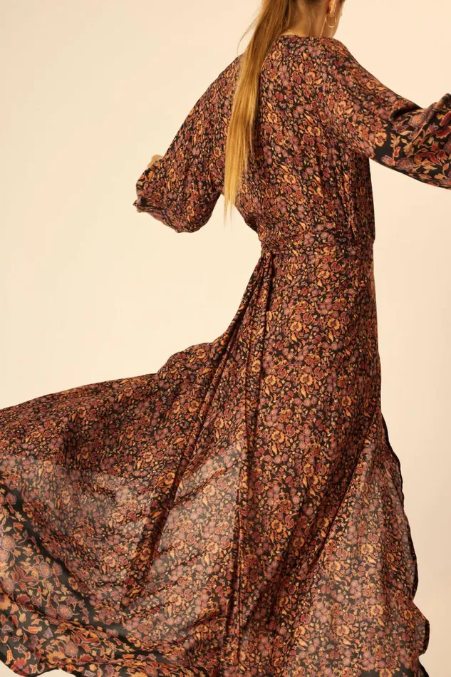 Natalie Martin KATE LONG SLEEVE MAXI Petite Fleur Noire Shop Dresses