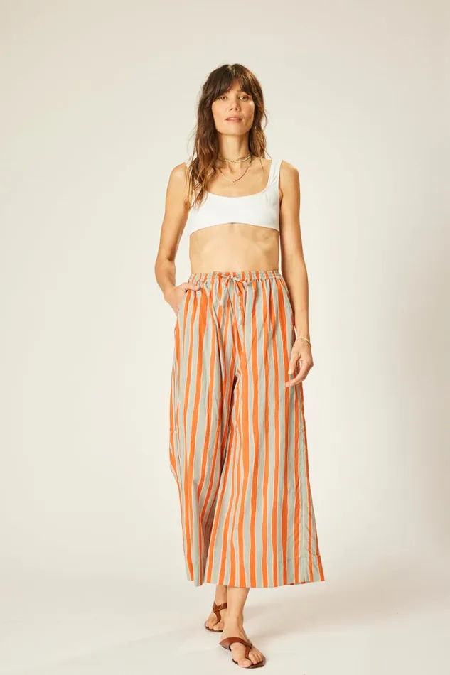 Natalie Martin LAUREN PANT Batik Stripe Navy Shop Bottoms