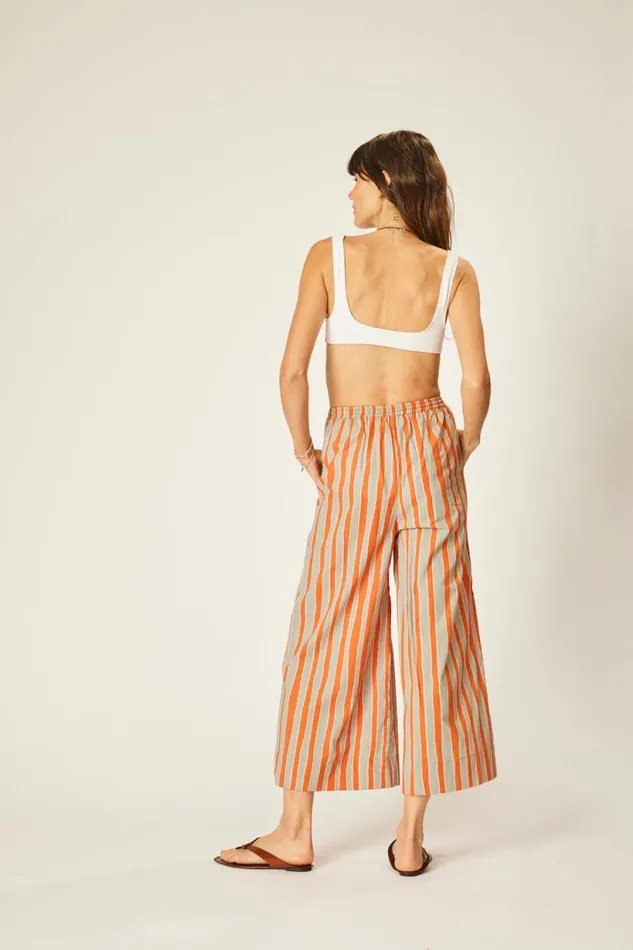 Natalie Martin LAUREN PANT Batik Stripe Navy Shop Bottoms