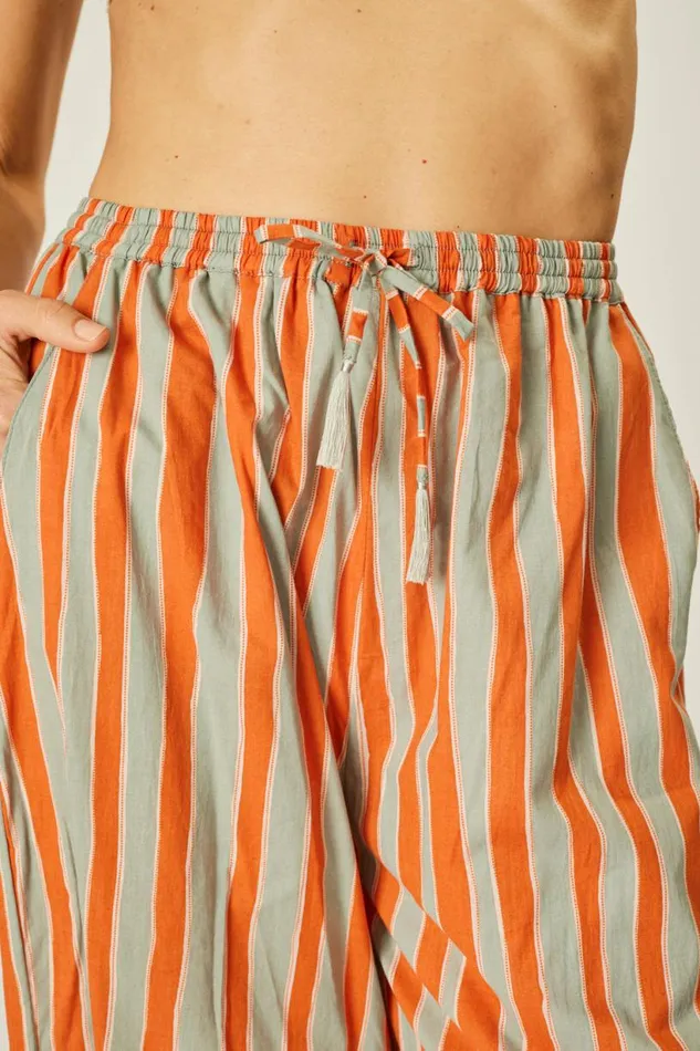 Natalie Martin LAUREN PANT Batik Stripe Navy Shop Bottoms