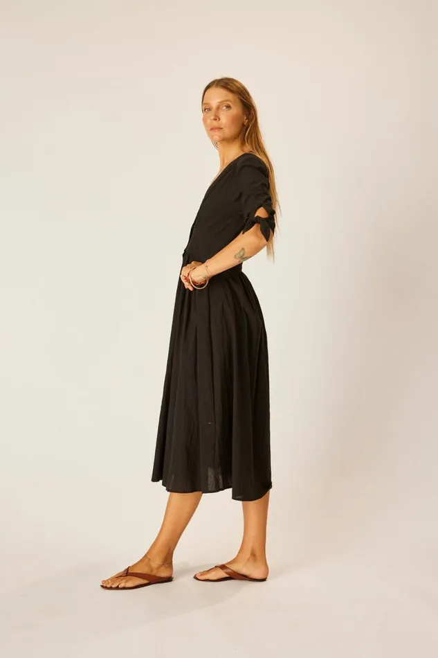 Natalie Martin LAYLA DRESS Black Flat Cotton Shop Dresses