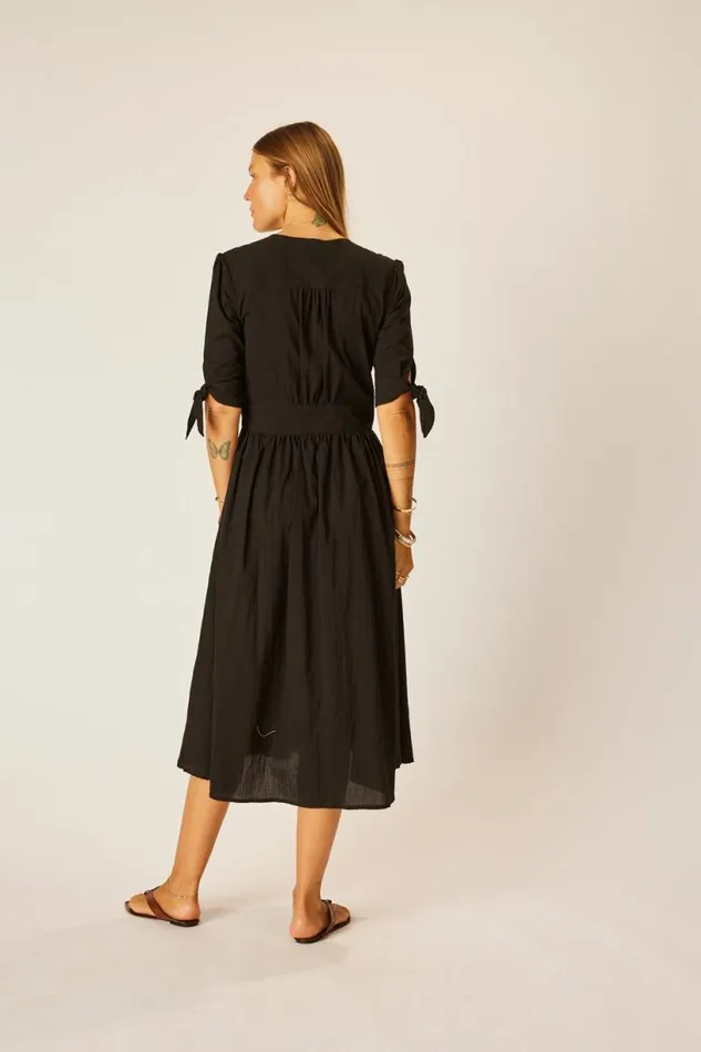 Natalie Martin LAYLA DRESS Black Flat Cotton Shop Dresses