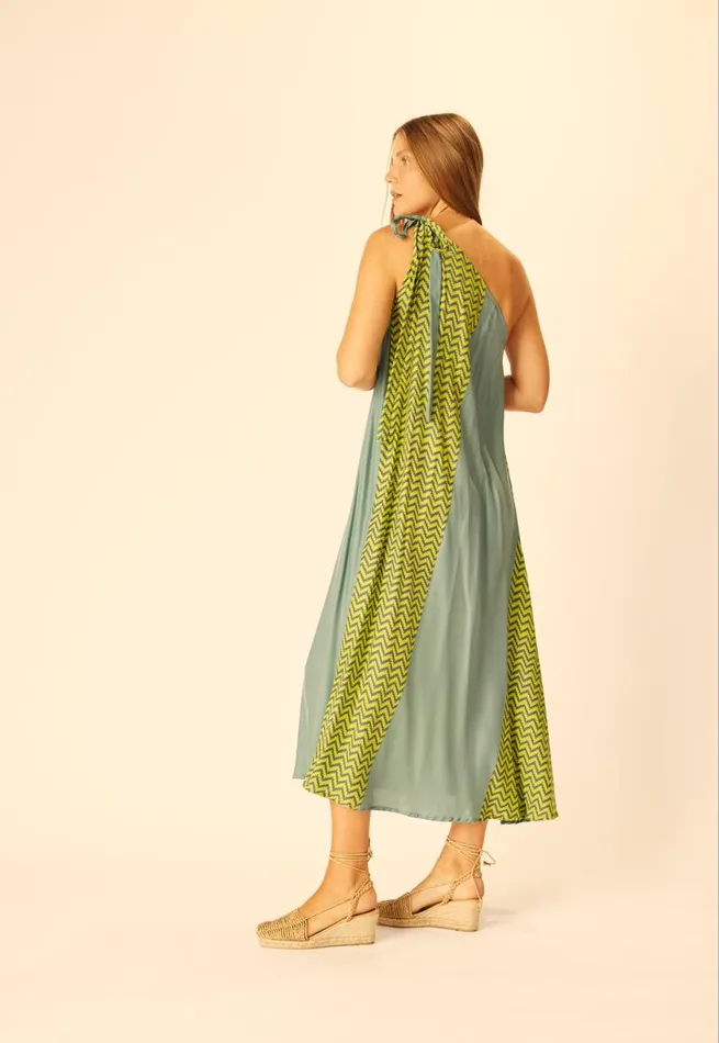 Natalie Martin LOLA DRESS Block Zigzag Lime Shop Dresses
