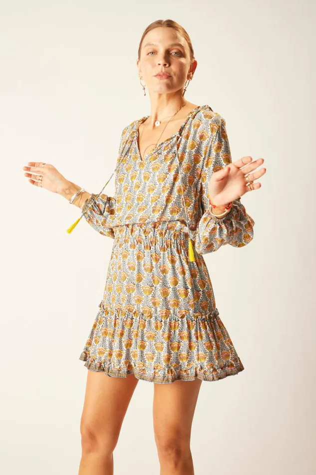 Natalie Martin MAGGIE DRESS Tulip Print French Blue Shop Dresses