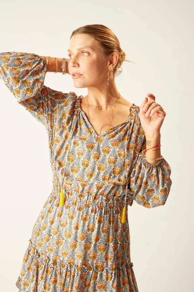 Natalie Martin MAGGIE DRESS Tulip Print French Blue Shop Dresses
