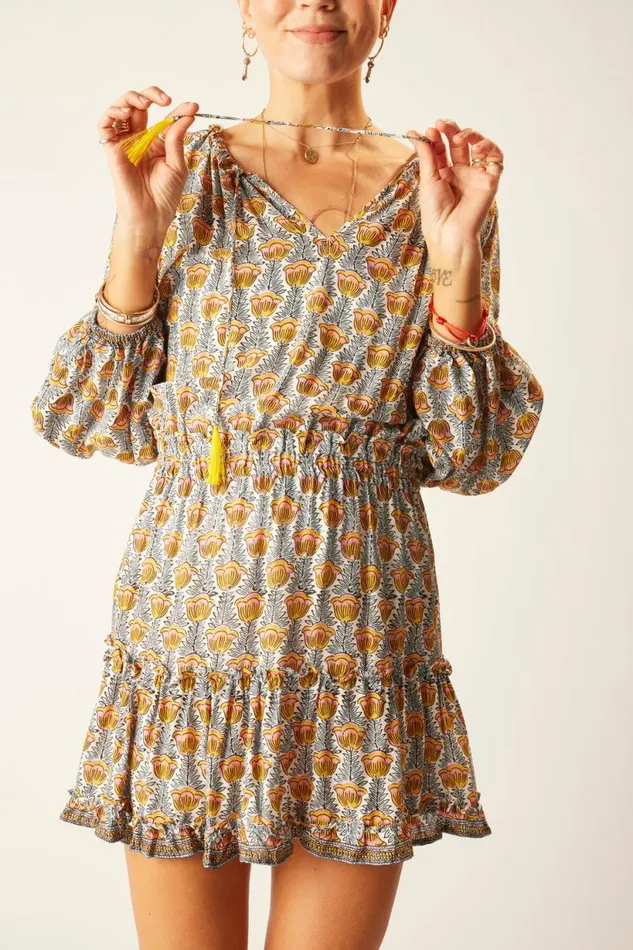 Natalie Martin MAGGIE DRESS Tulip Print French Blue Shop Dresses