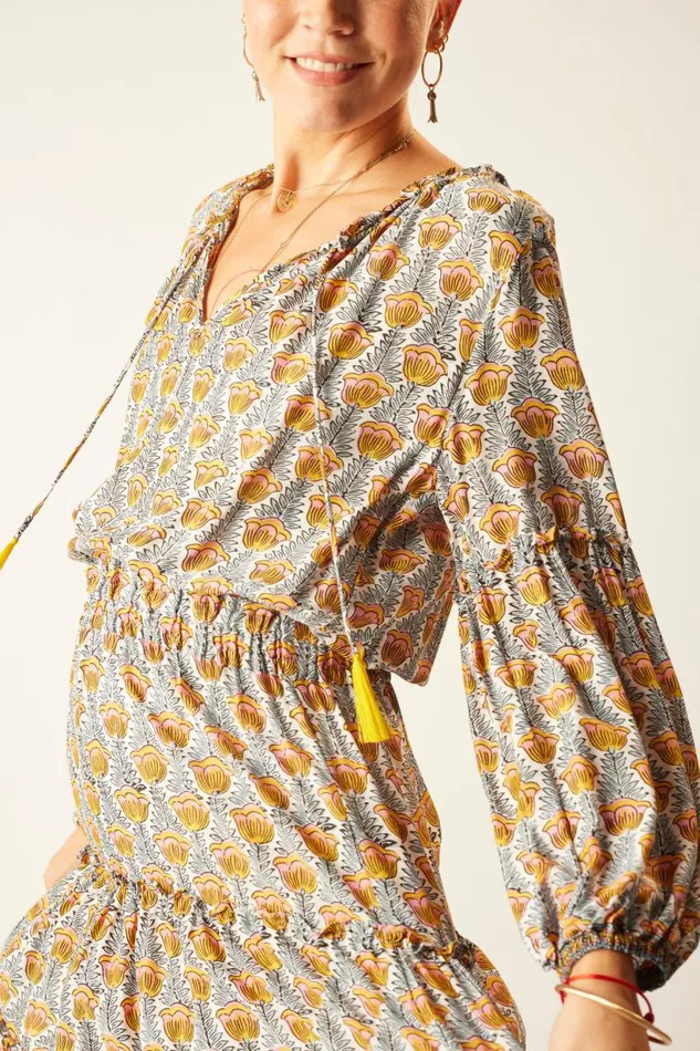 Natalie Martin MAGGIE DRESS Tulip Print French Blue Shop Dresses