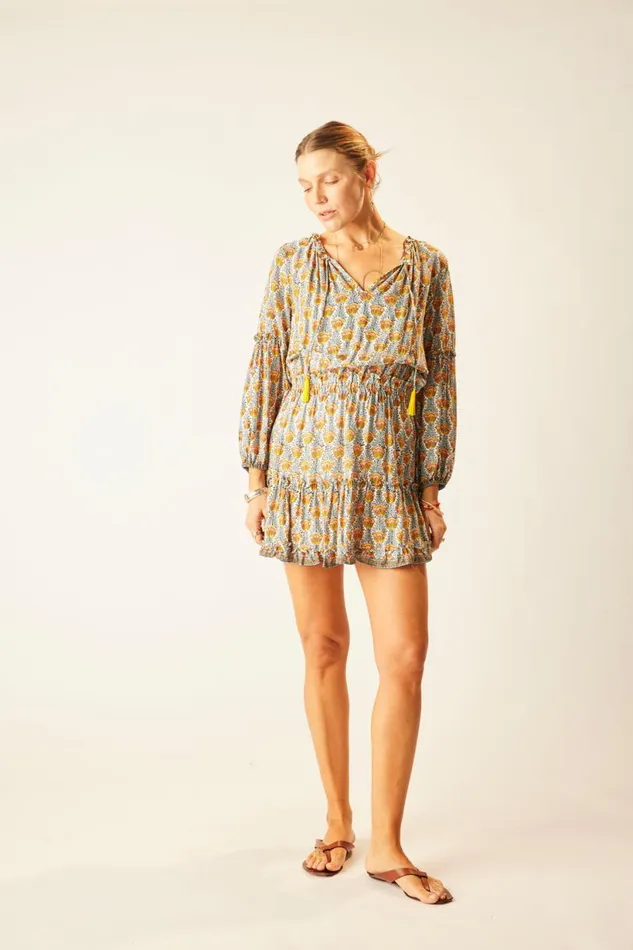 Natalie Martin MAGGIE DRESS Tulip Print French Blue Shop Dresses