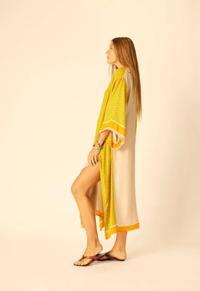 Natalie Martin MARIN DRESS WITH SASH Block Zigzag Tangerine Shop Dresses