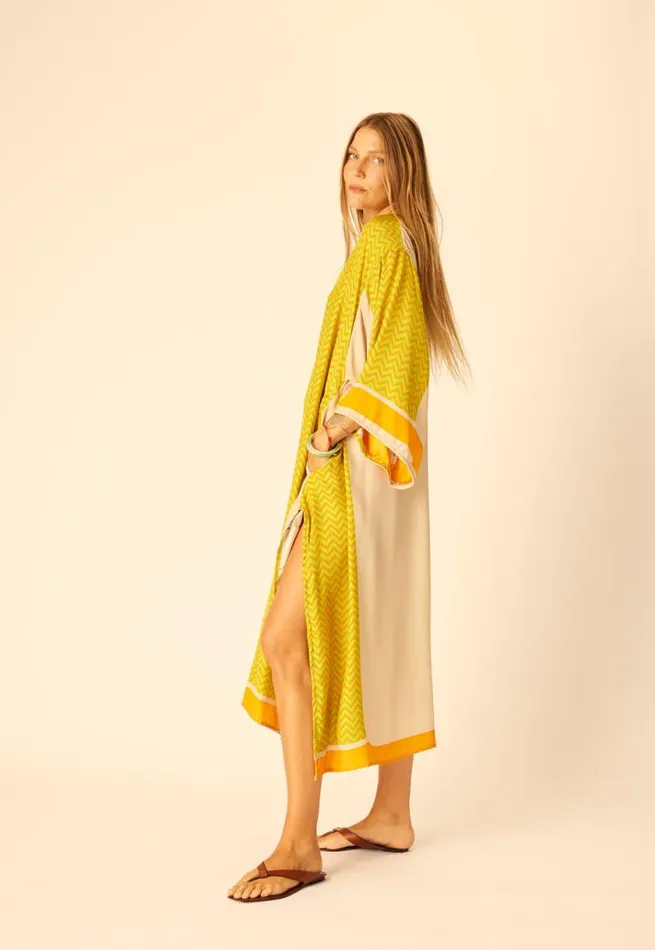 Natalie Martin MARIN DRESS WITH SASH Block Zigzag Tangerine Shop Dresses