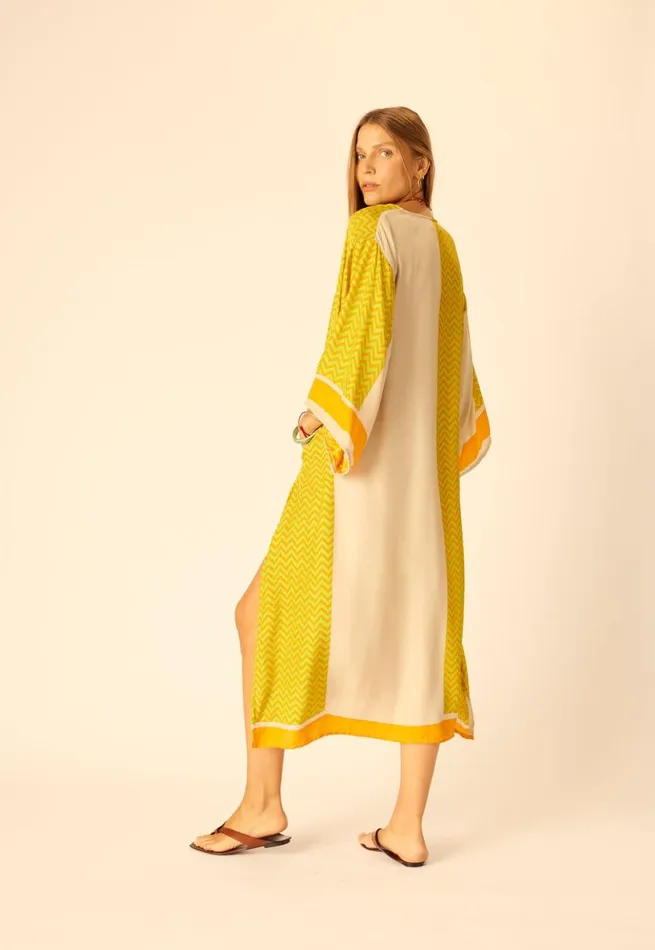 Natalie Martin MARIN DRESS WITH SASH Block Zigzag Tangerine Shop Dresses