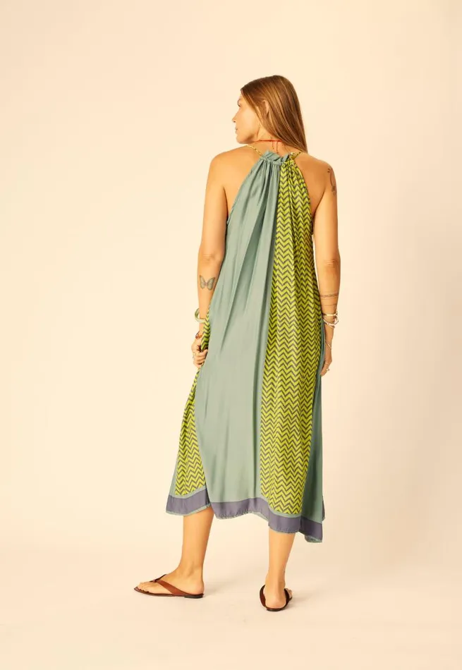 Natalie Martin MARLIEN DRESS Block Zigzag Lime Shop Dresses
