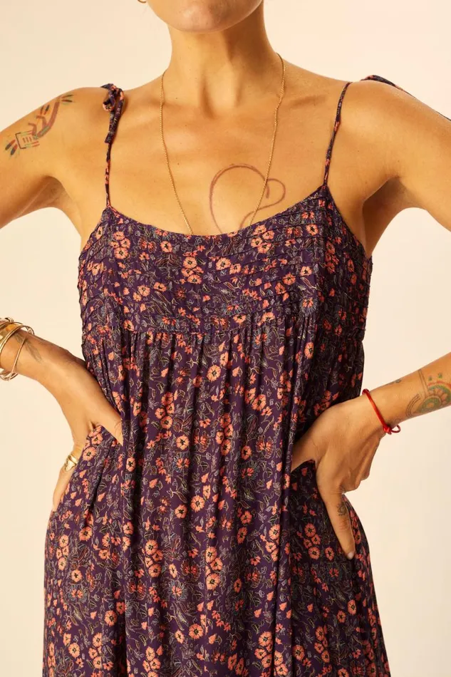 Natalie Martin MELANIE DRESS Petite Fleur Aubergine Shop Dresses