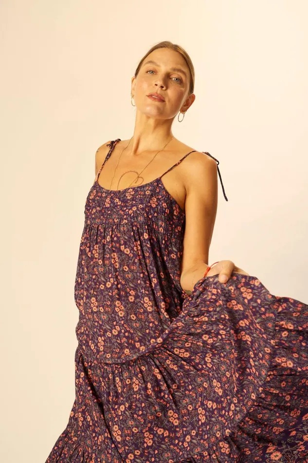 Natalie Martin MELANIE DRESS Petite Fleur Aubergine Shop Dresses