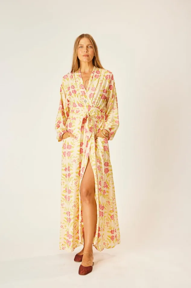 Natalie Martin NICO LS MAXI WITH SASH Prairie Dusty Crimson Shop Dresses