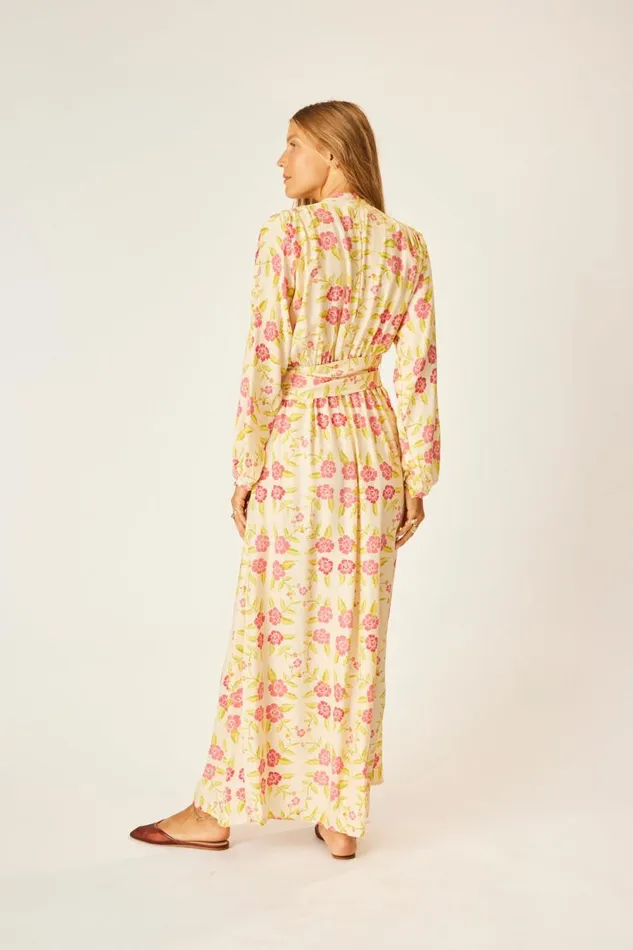 Natalie Martin NICO LS MAXI WITH SASH Prairie Dusty Crimson Shop Dresses