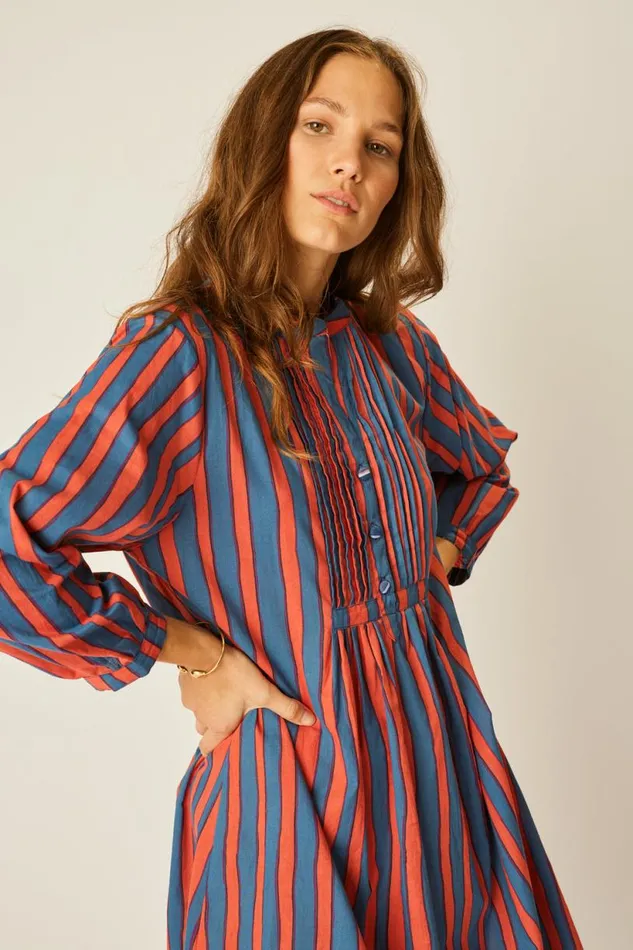Natalie Martin SAMMIE MAXI Batik Stripe Blood Orange Shop Dresses