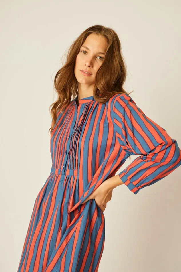 Natalie Martin SAMMIE MAXI Batik Stripe Blood Orange Shop Dresses