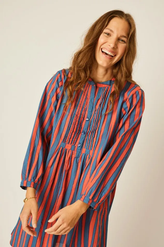Natalie Martin SAMMIE MAXI Batik Stripe Blood Orange Shop Dresses