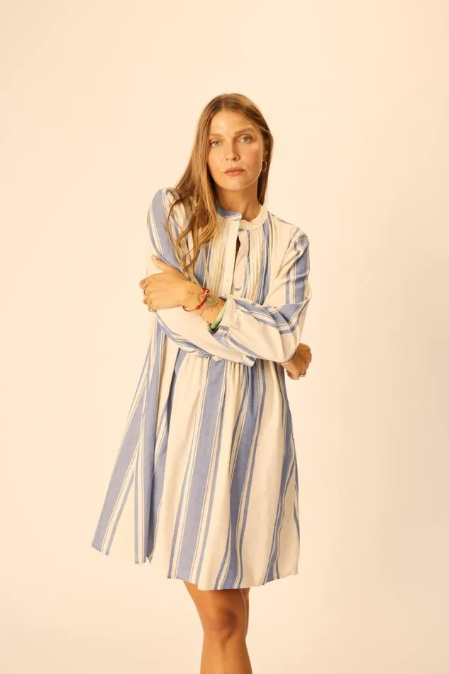 Natalie Martin SAMMIE SHORT DRESS French Stripe Blue Shop Dresses