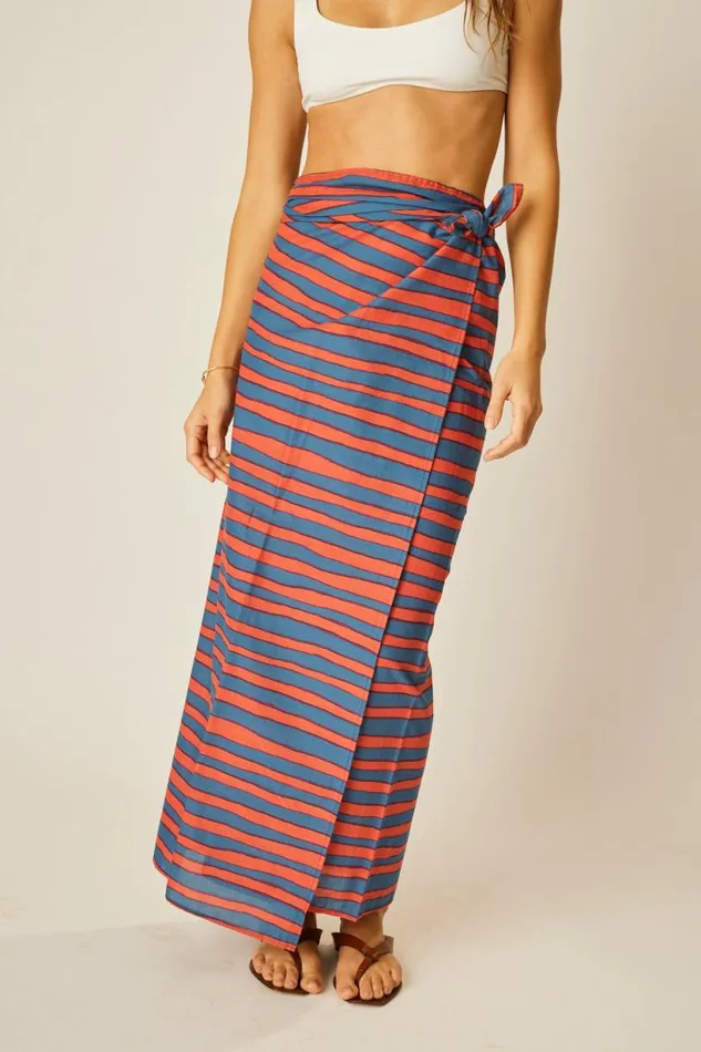 Natalie Martin SARONG Batik Stripe Blood Orange Shop Coverups