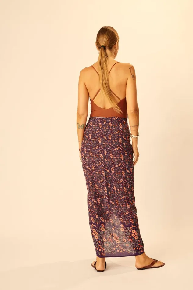 Natalie Martin SARONGSCARF Petite Fleur Aubergine Shop Bottoms