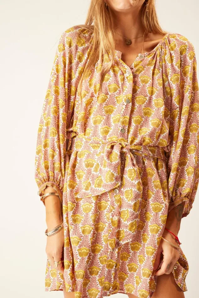 Natalie Martin SHORT SASH BELT Tulip Print Bahamas Pink Shop Accessories