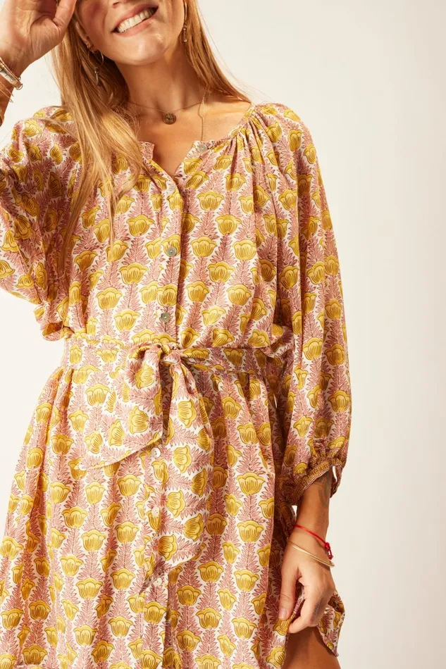Natalie Martin SHORT SASH BELT Tulip Print Bahamas Pink Shop Accessories