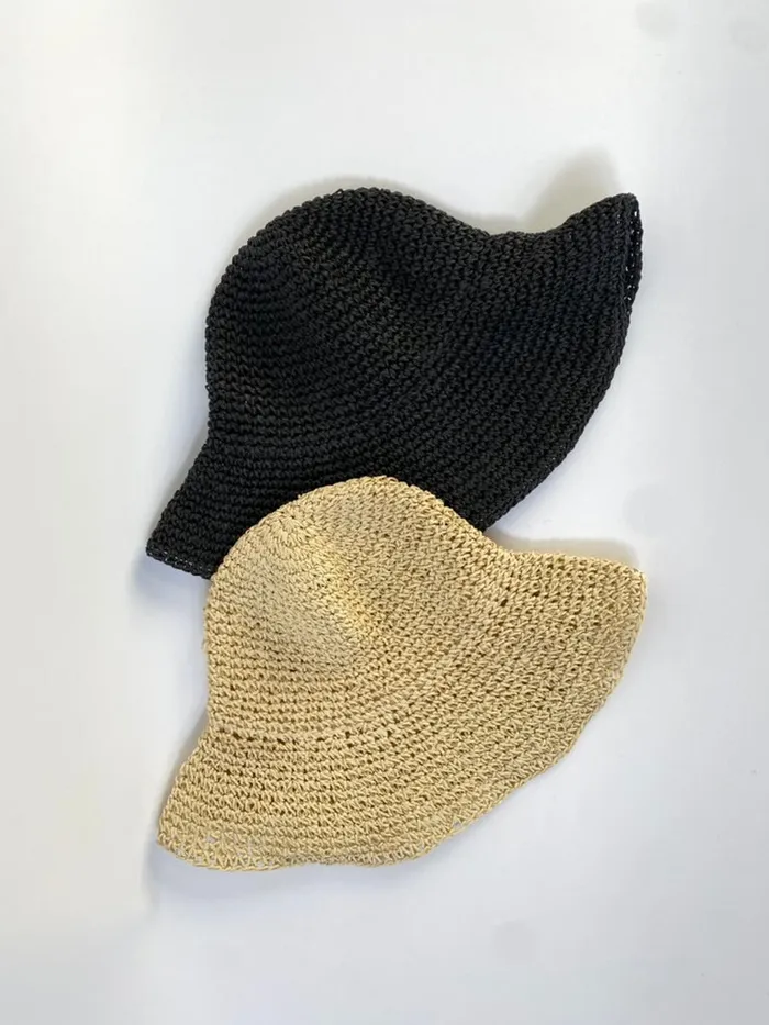 Natalie Martin STRAW BUCKET HAT Black Shop Accessories