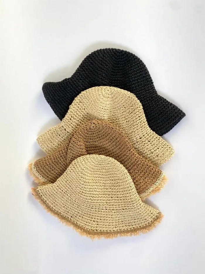 Natalie Martin STRAW BUCKET HAT Black Shop Accessories