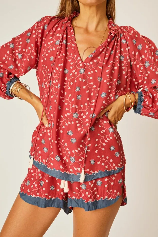 Natalie Martin TASH SHORT Pinwheel Barn Red Shop Bottoms