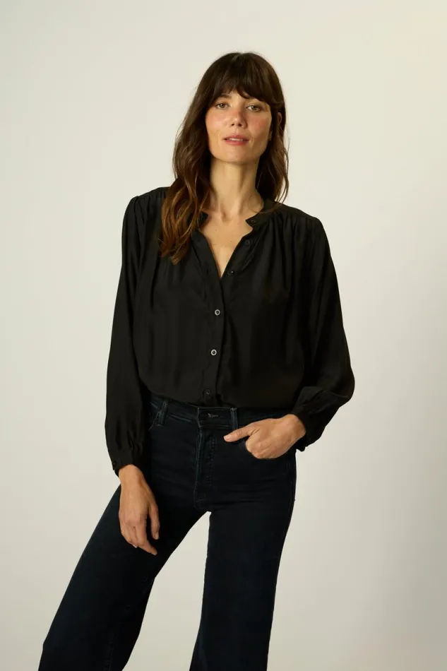 Natalie Martin TOLAN SHIRT Black Silk Shop Tops