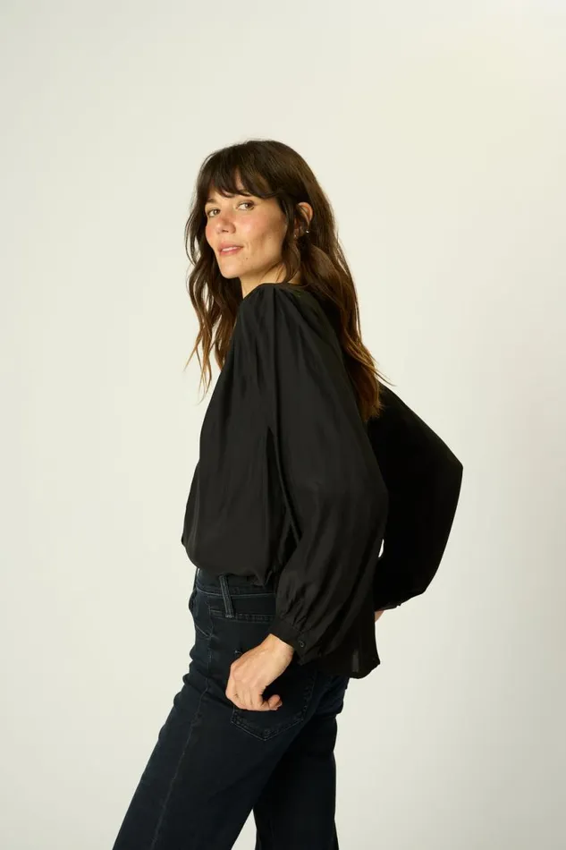 Natalie Martin TOLAN SHIRT Black Silk Shop Tops