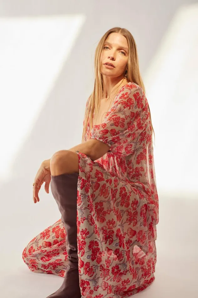 Natalie Martin VIVI DRESS Chiffon Watercolor Dove Shop Dresses