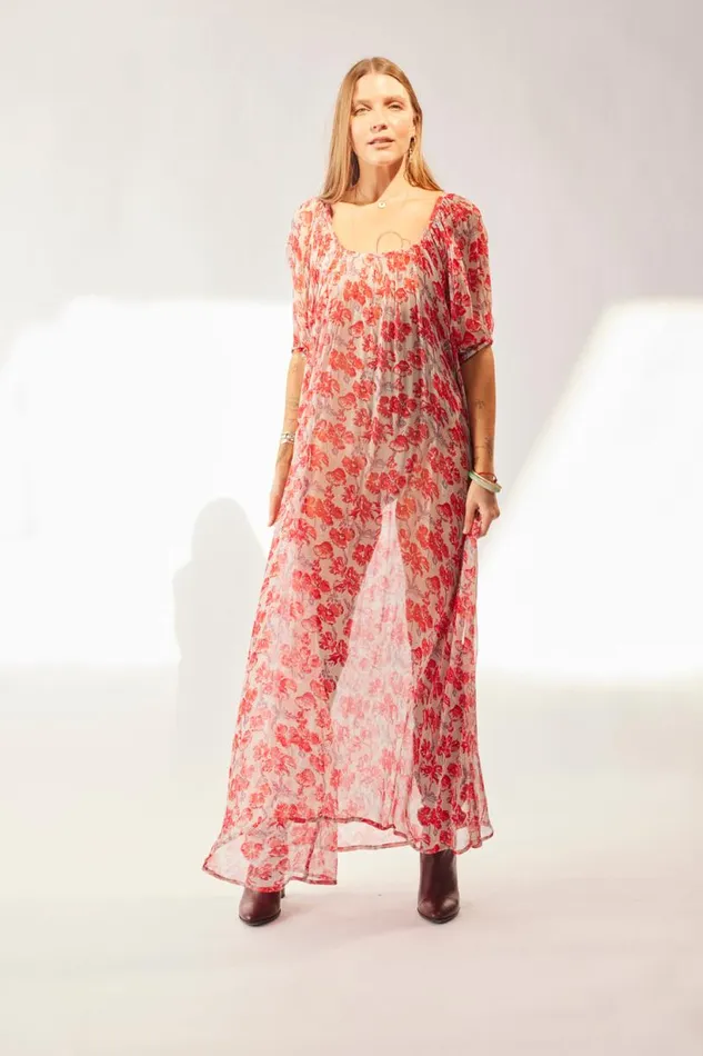 Natalie Martin VIVI DRESS Chiffon Watercolor Dove Shop Dresses