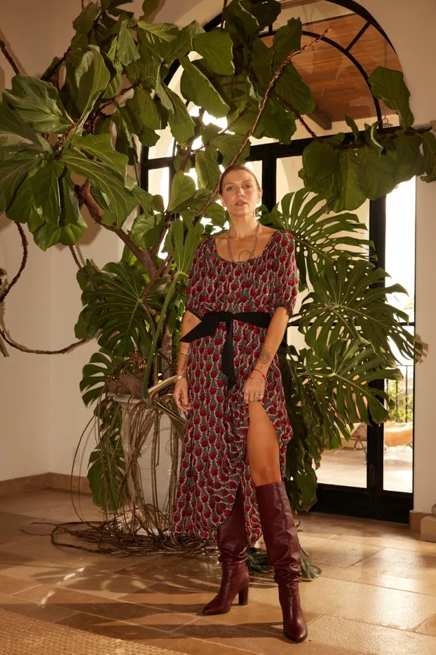 Natalie Martin VIVI DRESS Tulip Print Venetian Red Shop Dresses