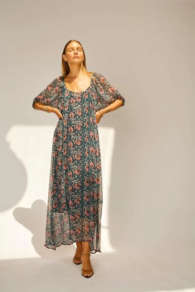 Natalie Martin VIVI DRESS Vintage Flowers Indigo Shop Dresses