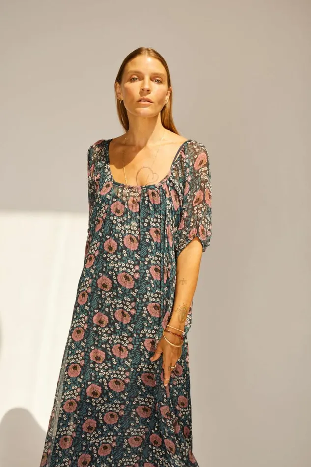 Natalie Martin VIVI DRESS Vintage Flowers Indigo Shop Dresses