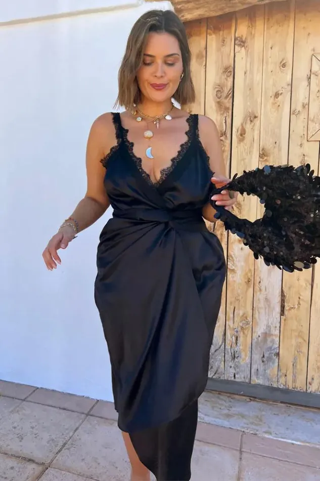 Never Fully Dressed Black Meela Lace Trim Dress Women Summer Somewhere