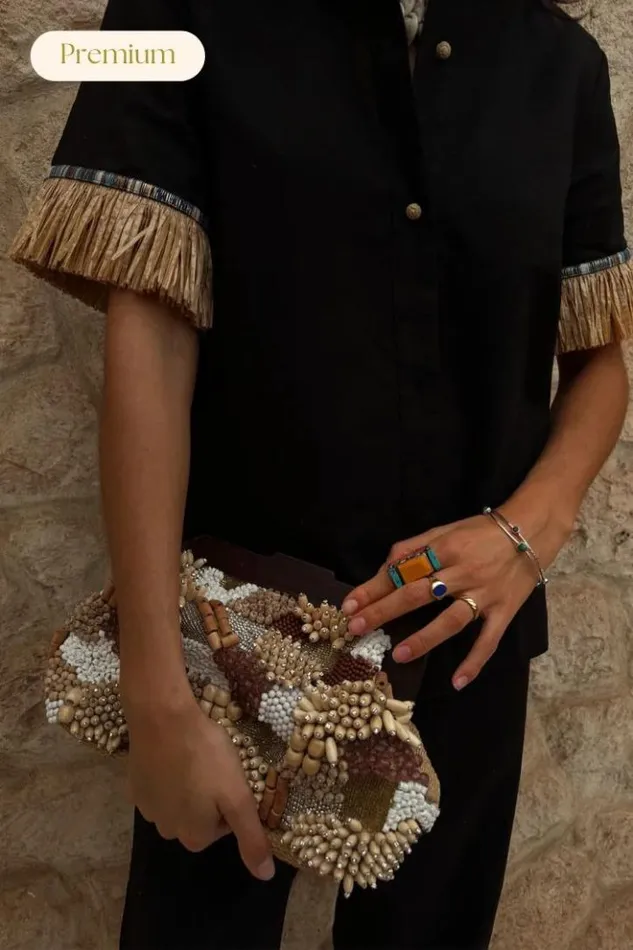 Never Fully Dressed Black Raffia Shirt Women Shirts