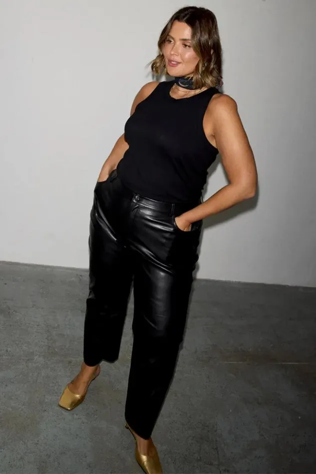 Never Fully Dressed Black Vegan Leather Trousers Women Trousers and Shorts