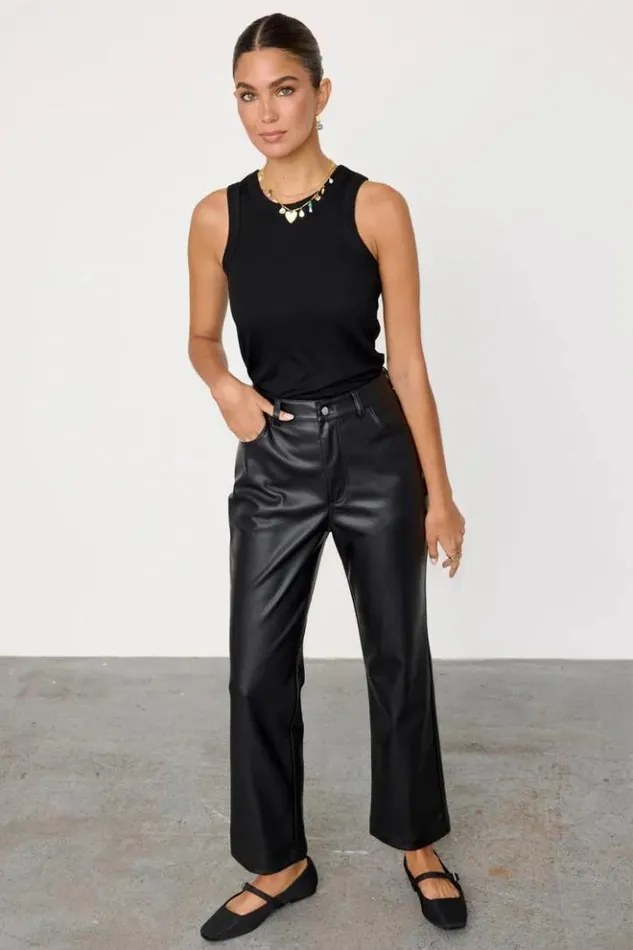 Never Fully Dressed Black Vegan Leather Trousers Women Trousers and Shorts