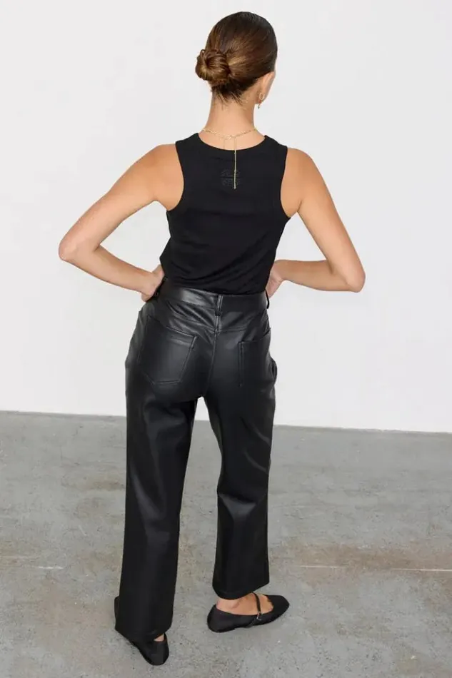 Never Fully Dressed Black Vegan Leather Trousers Women Trousers and Shorts