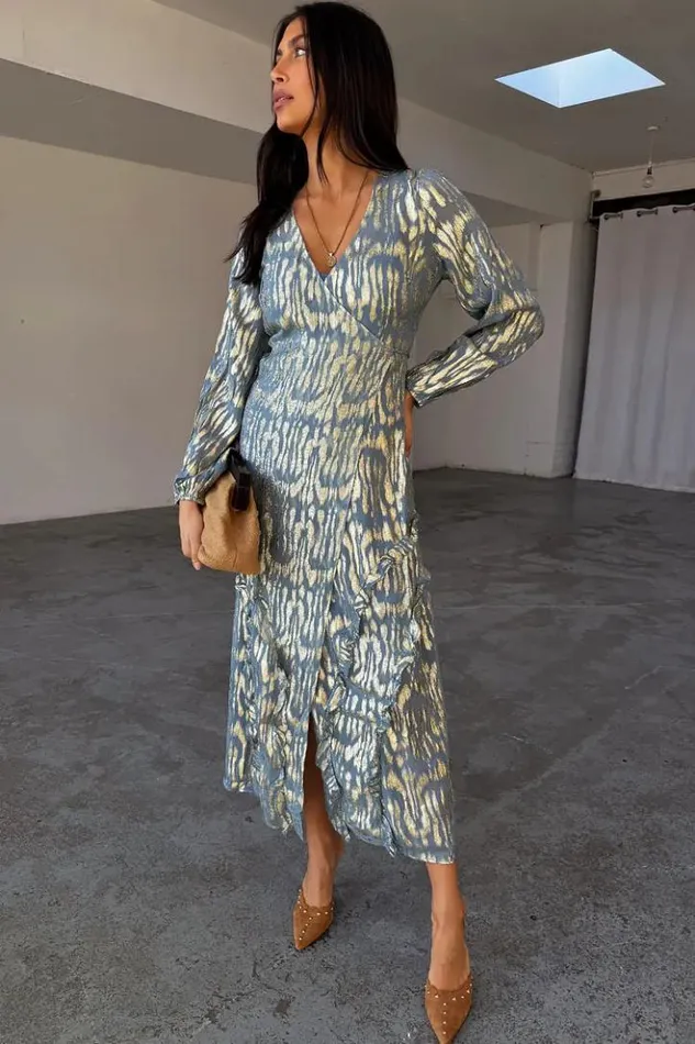 Never Fully Dressed Blue Lottie Wrap Dress Women Newness