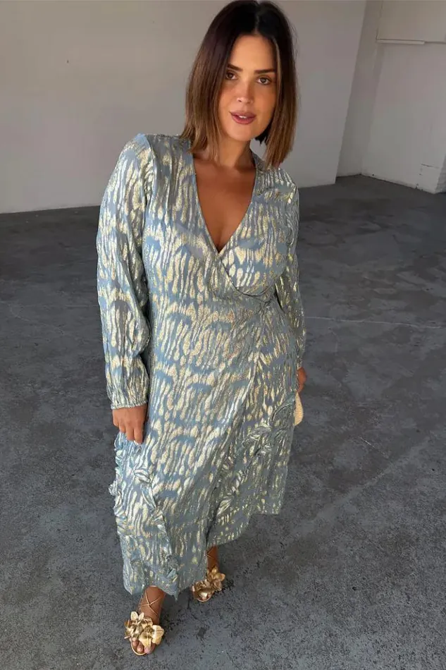 Never Fully Dressed Blue Lottie Wrap Dress Women Newness