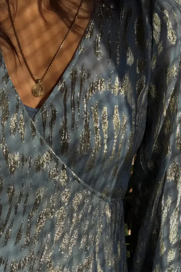 Never Fully Dressed Blue Lottie Wrap Dress Women Newness