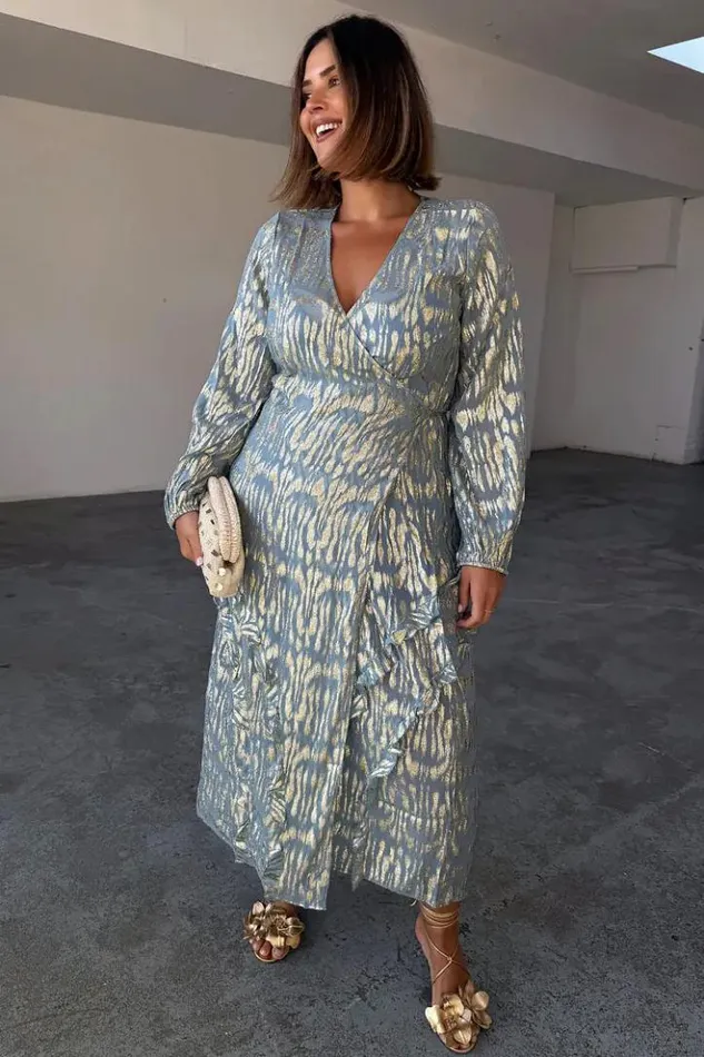 Never Fully Dressed Blue Lottie Wrap Dress Women Newness