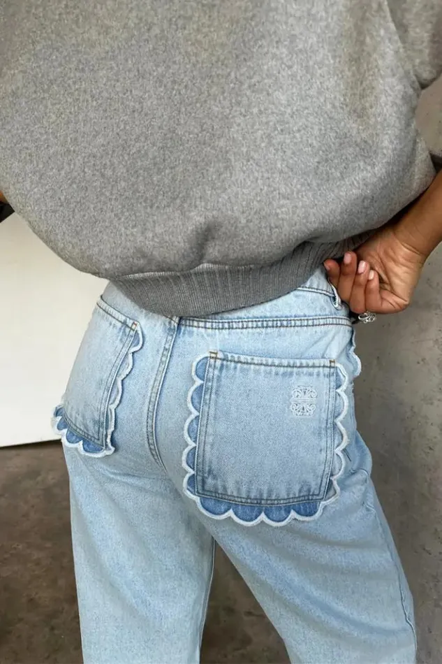 Never Fully Dressed Blue Scallop Detail Jeans Petite Women Trousers and Shorts