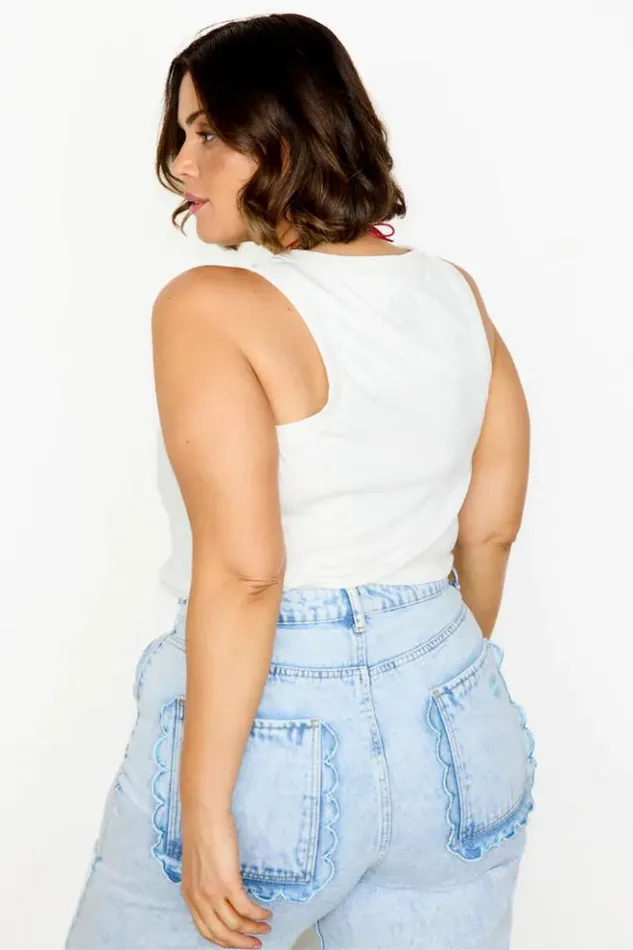 Never Fully Dressed Blue Scallop Detail Jeans Petite Women Trousers and Shorts